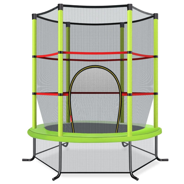 Ø140cm Gartentrampolin mit Sicherheitsnetz Trampolin belastbar bis 135KG für Kinder ab 3 Jahren grün