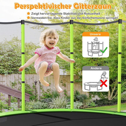 Ø140cm Gartentrampolin mit Sicherheitsnetz Trampolin belastbar bis 135KG für Kinder ab 3 Jahren grün