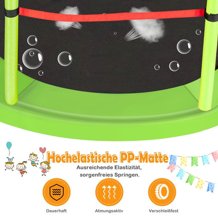 Ø140cm Gartentrampolin mit Sicherheitsnetz Trampolin belastbar bis 135KG für Kinder ab 3 Jahren grün