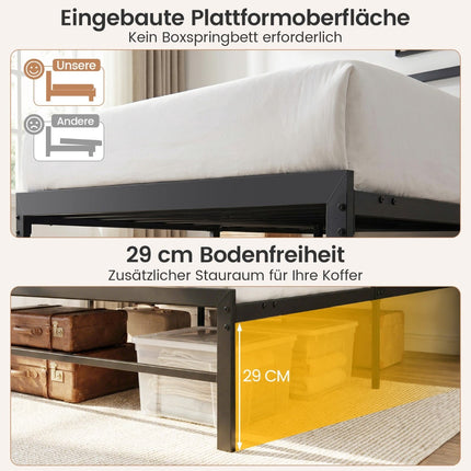 140 x 200 cm Bettgestell mit LED-Beleuchtung & Ladestation