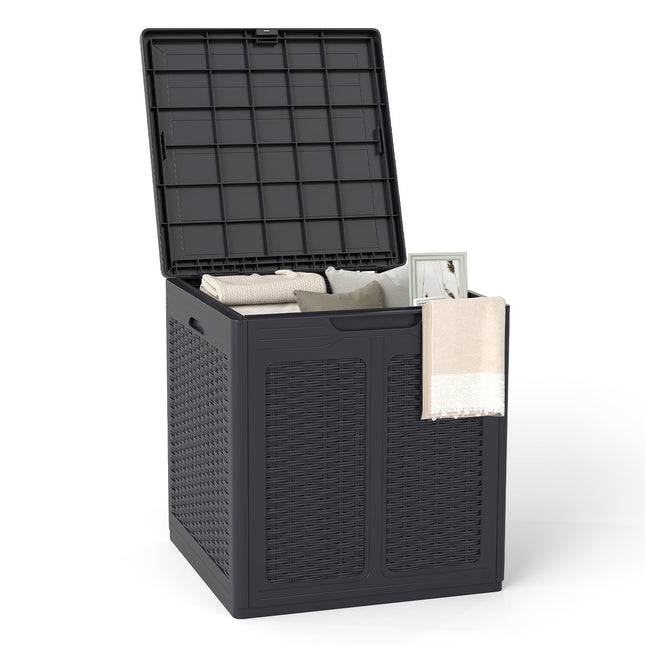 145L Outdoor-Aufbewahrungsbox, wetterfest, Rattan-Optik