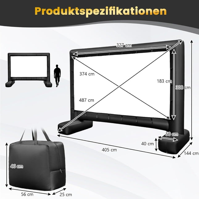 147 Zoll aufblasbare Projektionswand, 16:9, 4K HD, beidseitig
