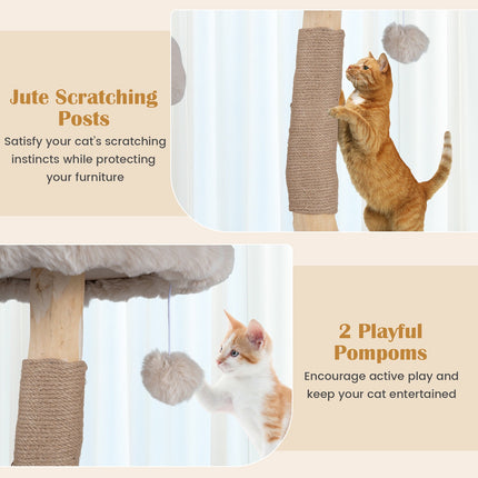147cm Cat Tree Tower with Sisal Poles and Plush Hammock