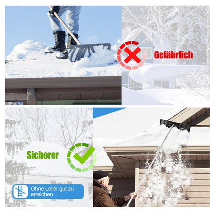 148-608 cm Aluminium-Schneeschaufel mit rutschfestem Griff und silbernem Kunststoffblatt