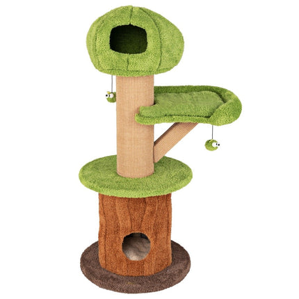 148 cm Pilz Kratzbaum mit 2 süßen Höhlen &amp; Plüschliegeplatz Katzenturm Kletterturm
