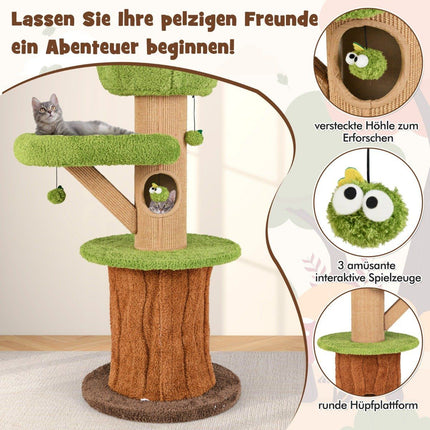 148 cm Pilz Kratzbaum mit 2 süßen Höhlen &amp; Plüschliegeplatz Katzenturm Kletterturm