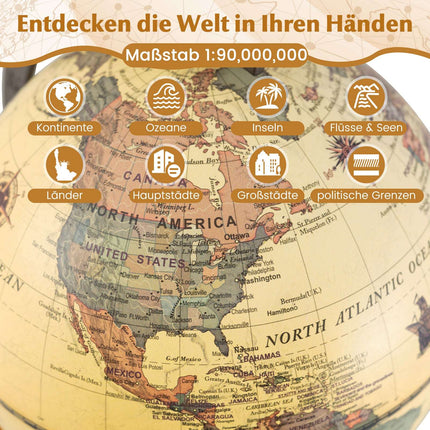 14cm Globe with Metal Stand – Educational, Geographic