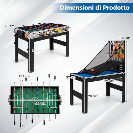 14-in-1 Multi-Spieltisch mit Zubehör, Schwarz