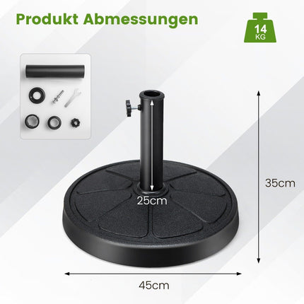 14 kg schwerer Schirmständer mit 45 cm Durchmesser für Schirmstangen von φ38/48 mm