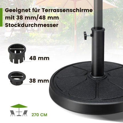14 kg schwerer Schirmständer mit 45 cm Durchmesser für Schirmstangen von φ38/48 mm