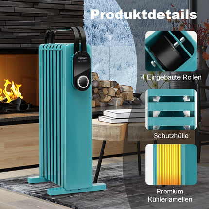1500W Ölradiator mit Rollen, 3 Heizstufen