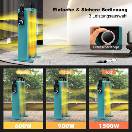 1500W Ölradiator mit Rollen, 3 Heizstufen
