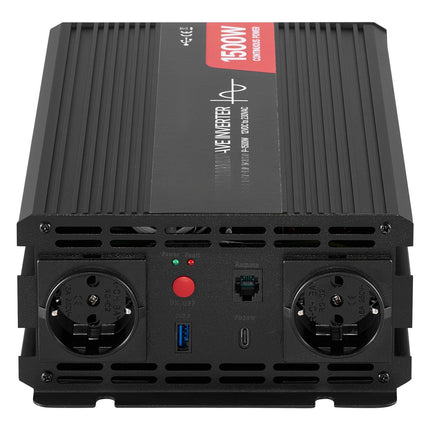 1500W Pure Sine Power Inverter, 12V to 230V, USB-C, Remote