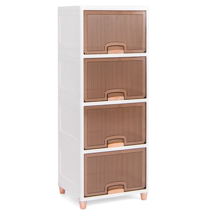 150 L Aufbewahrungsbox mit Magnettüren, 4er Set, stapelbare Kunststoffbox, weiß