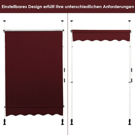 150 cm Adjustable Balcony Awning, UV-Resistant, Red