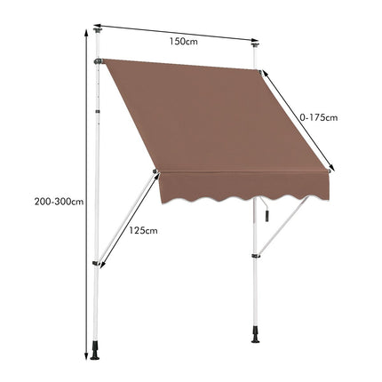 Nastavitelná balkonová markýza 150 cm odolná proti UV