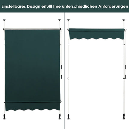 150 cm Verstellbare UV-beständige Balkonmarkise, Grün