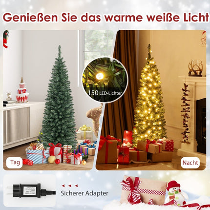 150 cm Artificial Christmas Tree with 150 LEDs, Green