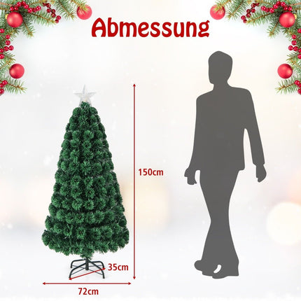 150cm Künstlicher Weihnachtsbaum mit 8 Beleuchtungsmodi Glasfaser Glasfaser Weihnachtsbaum
