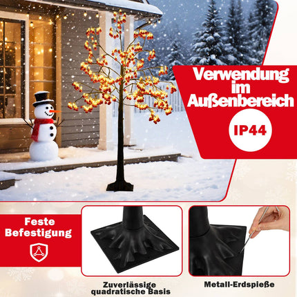 Umělý vánoční stromek 150 cm s LED světly a červenými ozdobami