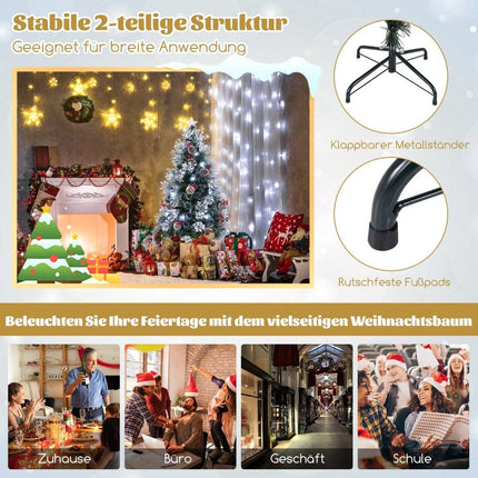 150 cm Künstlicher Weihnachtsbaum mit Lichtern &amp; Schnee &amp; Sternenspitze Weihnachtsbaum