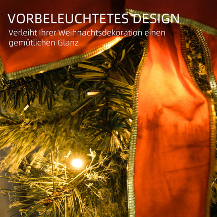 Weihnachtliche Metalllaterne mit LED-Lichterkette, Zapfen und Schleife
