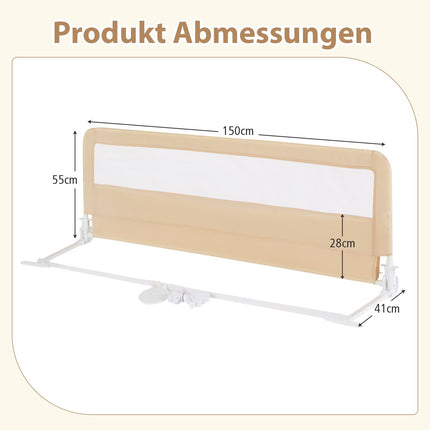 150 cm Klappbares Kleinkinder-Bettgitter mit atmungsaktivem Netz