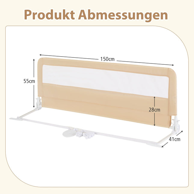 150 cm Klappbares Kleinkinder-Bettgitter mit atmungsaktivem Netz