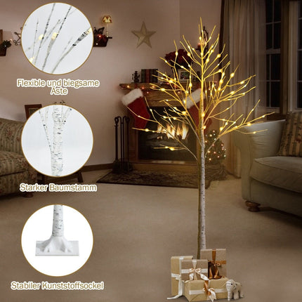 150 cm LED light tree birch tree with warm white LED lights