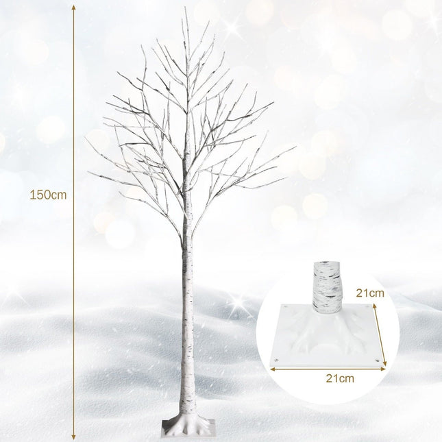 Svítící LED bříza 150 cm s teple bílými LED světly