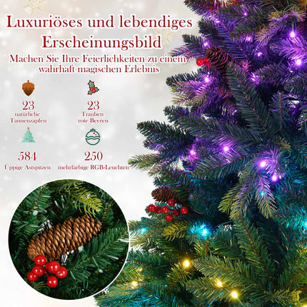 150 cm Pre-Lit Christmas Tree with RGB Lights & Remote