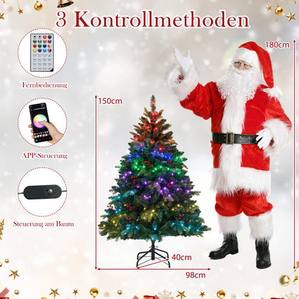 150 cm Pre-Lit Christmas Tree with RGB Lights & Remote