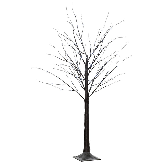 Künstliche Birke, 150 cm - LED-Licht & Schnee