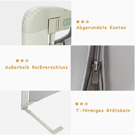 150 cm Bettgitter höhenverstellbar Bettschutzgitter mit Anschlusszubehör grau