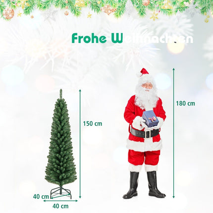 Úzký umělý vánoční stromek 150cm s 295 zelenými větvičkami