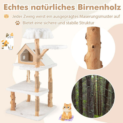 150 cm wooden scratching post with 2 berths & cave & scratching posts & sisal rope cat tree