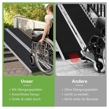 152.5 x 74 cm wheelchair ramp Portable & anti-slip folding ramp up to 272kg load aluminum