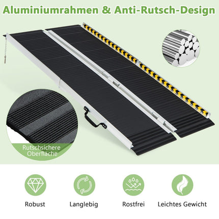 152.5 x 74 cm wheelchair ramp Portable & anti-slip folding ramp up to 272kg load aluminum