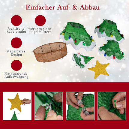 157 cm LED-Weihnachtsbaum mit Stern- und Erdbeerlampen