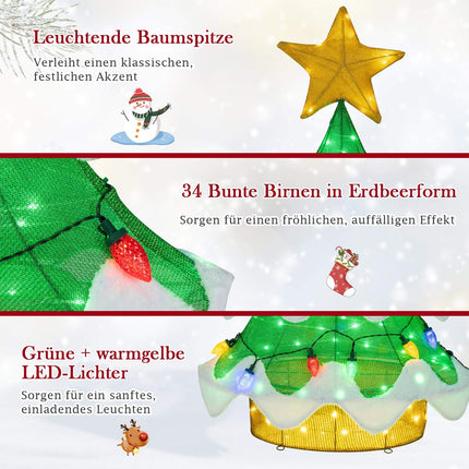 157 cm LED-Weihnachtsbaum mit Stern- und Erdbeerlampen