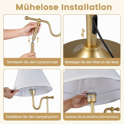 Vloerlamp van 158 cm met stoffen kap en voetschakelaar