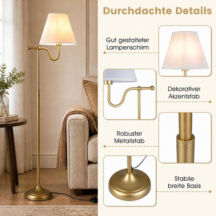 Vloerlamp van 158 cm met stoffen kap en voetschakelaar