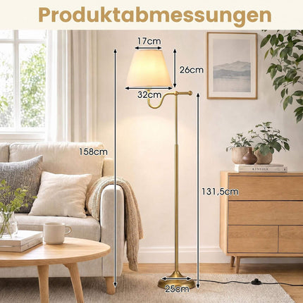 Vloerlamp van 158 cm met stoffen kap en voetschakelaar