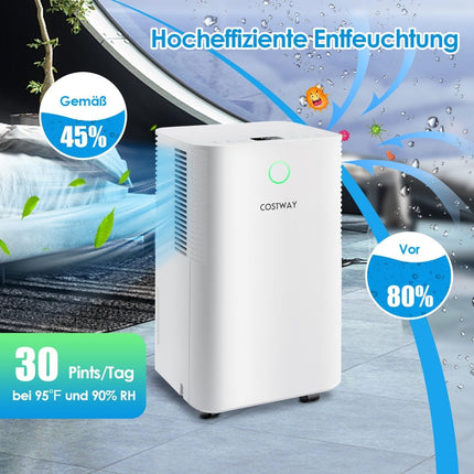 15㎡ Luftentfeuchter, 15L Luftentfeuchter mit 3 Modi, Mobiler Luftentfeuchter, 25,5 x 22 x 45 cm, Weiß