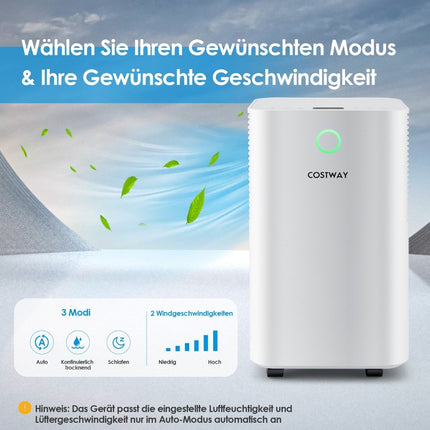 15㎡ Luftentfeuchter, 15L Luftentfeuchter mit 3 Modi, Mobiler Luftentfeuchter, 25,5 x 22 x 45 cm, Weiß