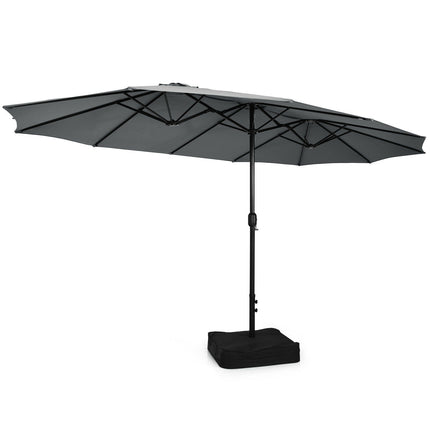 15 Ft Double-Sided Patio Umbrella With Crank And Base