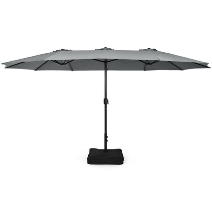 15 Ft Double-Sided Patio Umbrella With Crank And Base