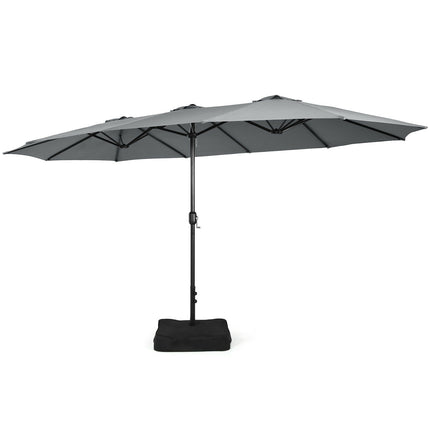 15 Ft Double-Sided Patio Umbrella With Crank And Base