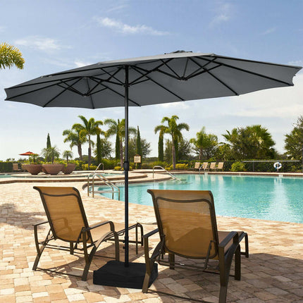 15 Ft Double-Sided Patio Umbrella With Crank And Base