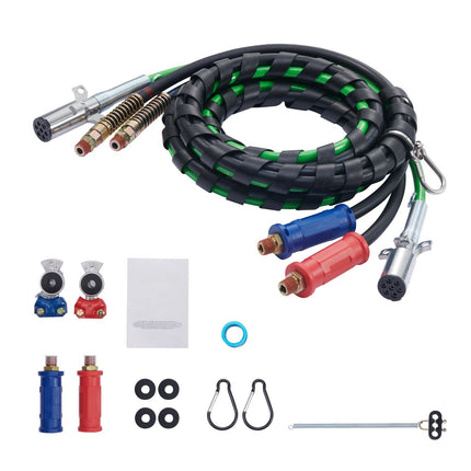 15 Ft Semi Truck 3-in-1 Air Lines Kit, 7-Way ABS